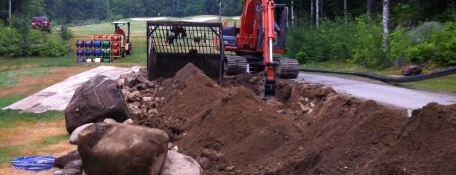 Excavated pipe trench